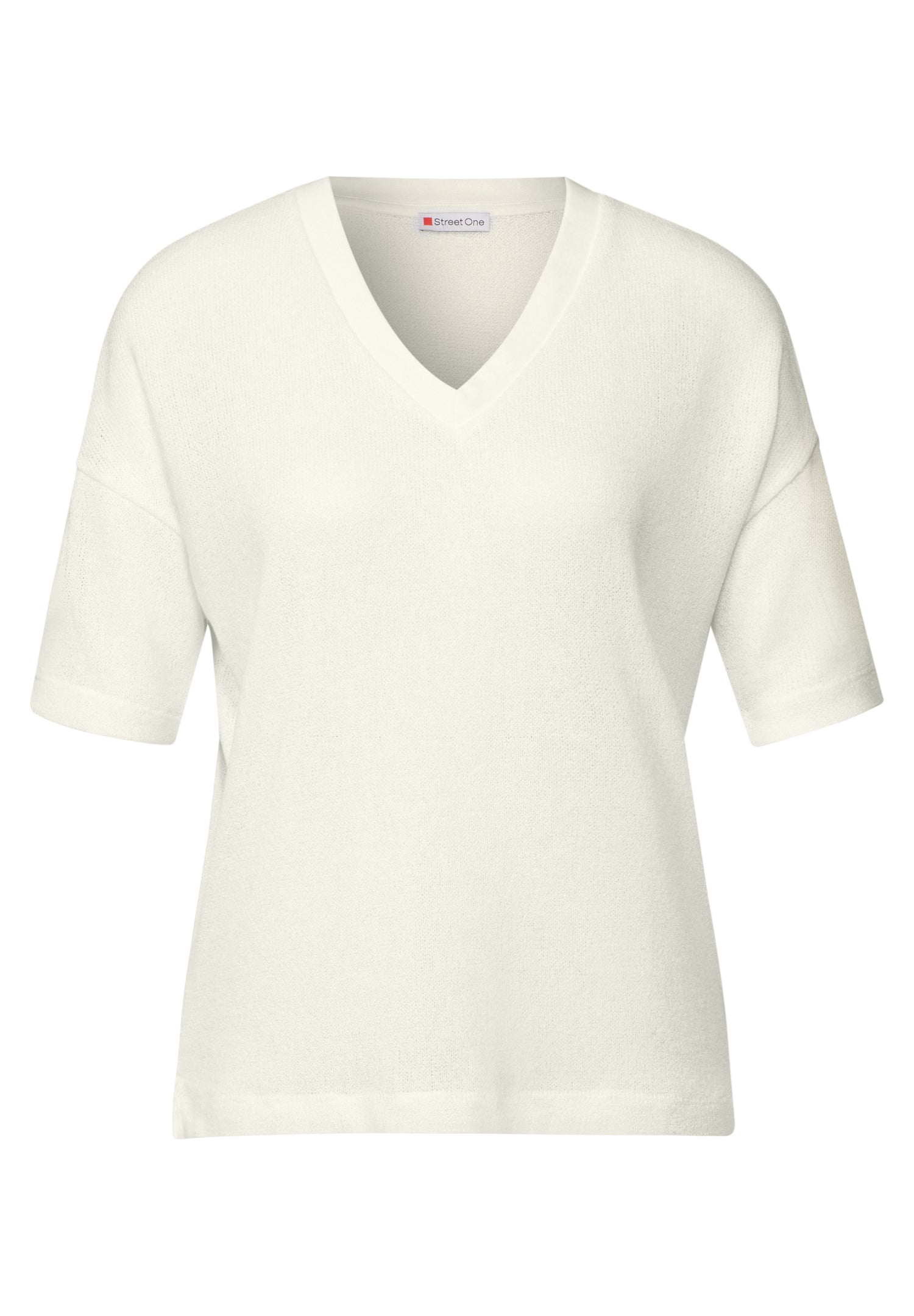 Street One Strick-Look T-Shirt Damen V-Ausschnitt Bequem
