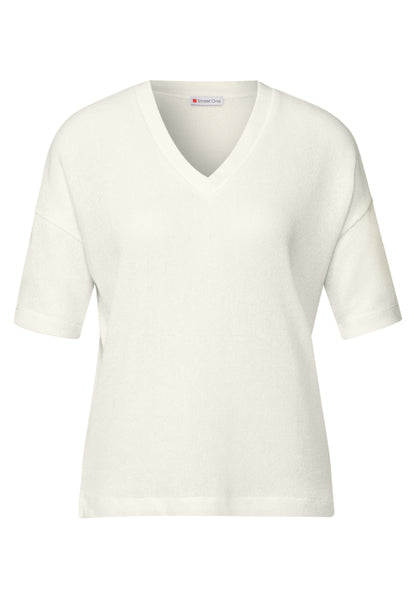 Street One Strick-Look T-Shirt Damen V-Ausschnitt Bequem