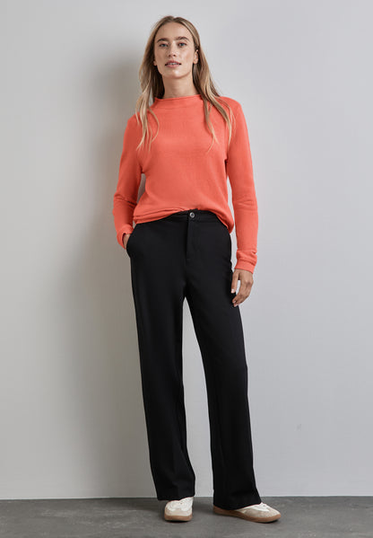 Street One Pullover Damen Gerollter Saum Langarm Bequem