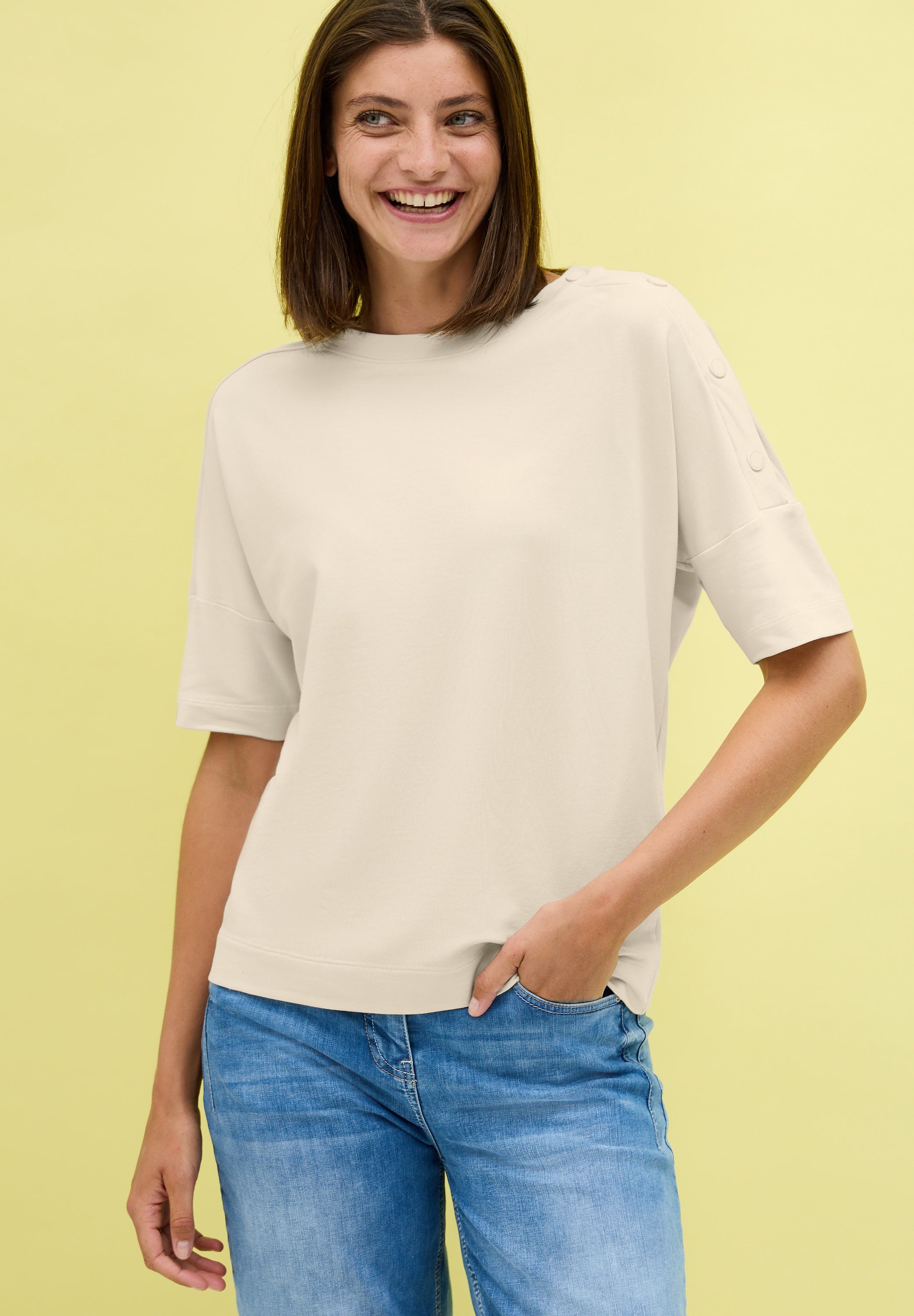 CECIL Shirt Damen mit Knopfdetail und dropped shoulders