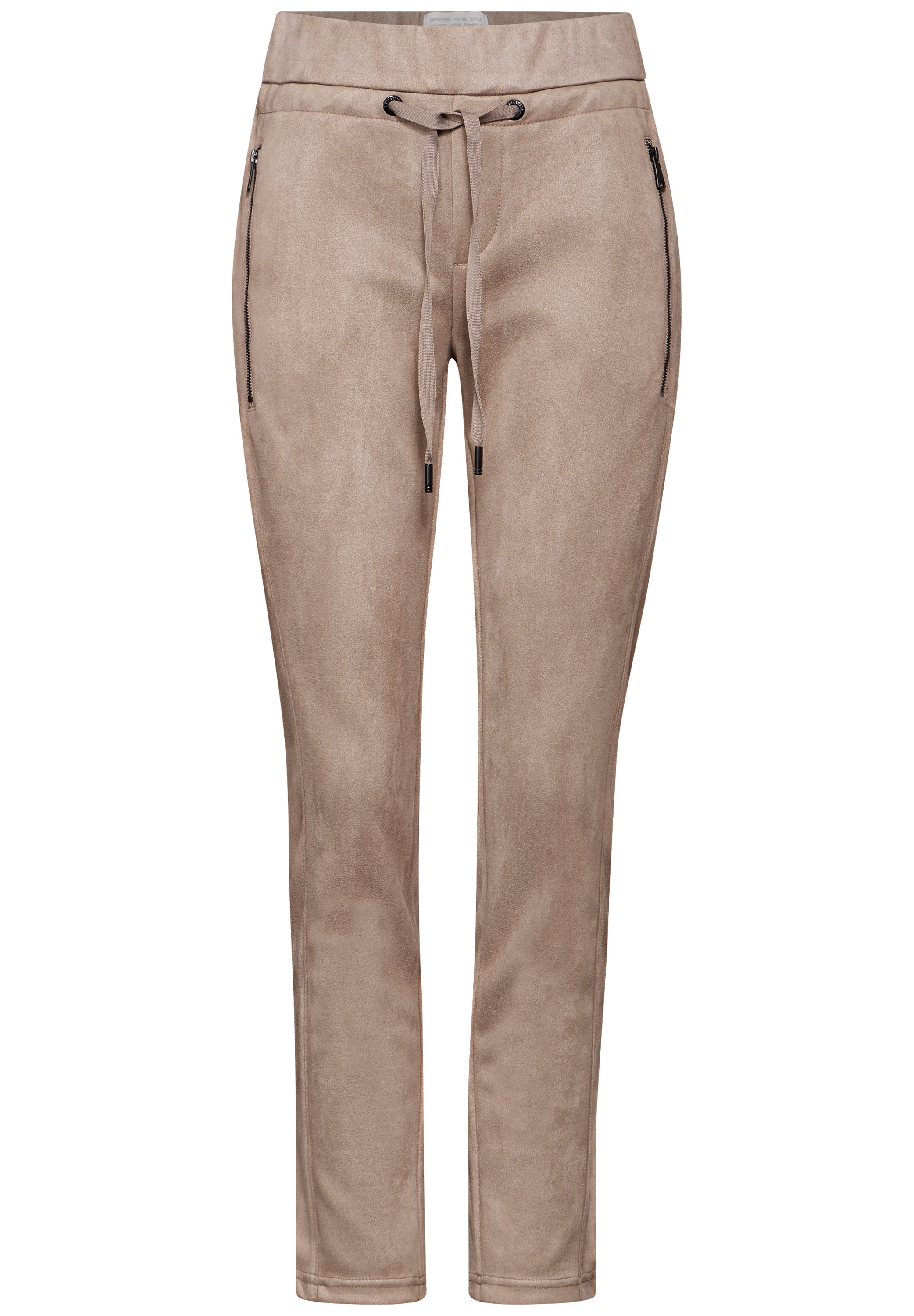 Street One Velours-Look Damen-Hose Bonny in Beige