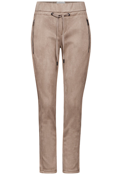 Street One Velours-Look Damen-Hose Bonny in Beige