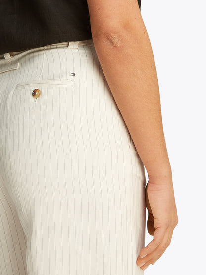 Theur VISCOSE LINEN WIDE LEG PANTS Damen cream/ grey pinstripe