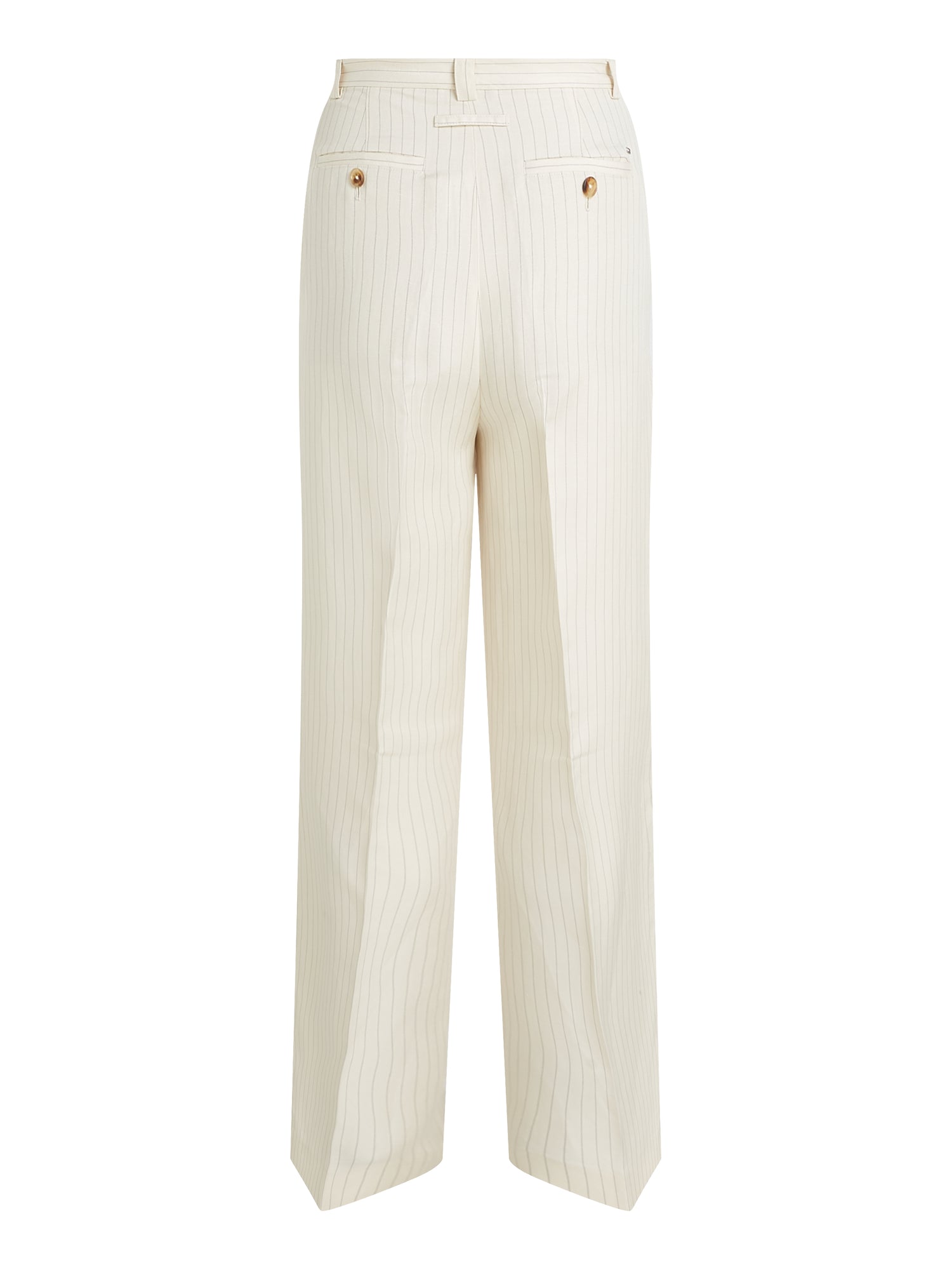 Theur VISCOSE LINEN WIDE LEG PANTS Damen cream/ grey pinstripe