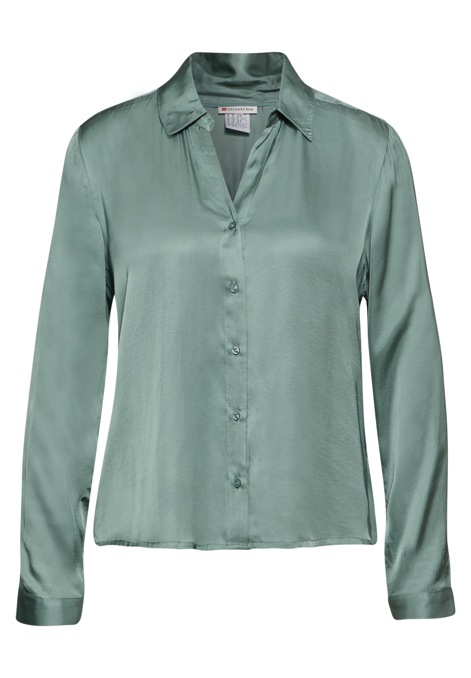 Street One Satin-Hemdbluse Damen elegante mit Hemdblusen-Kragen