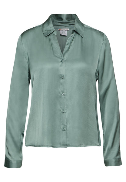 Street One Satin-Hemdbluse Damen elegante mit Hemdblusen-Kragen