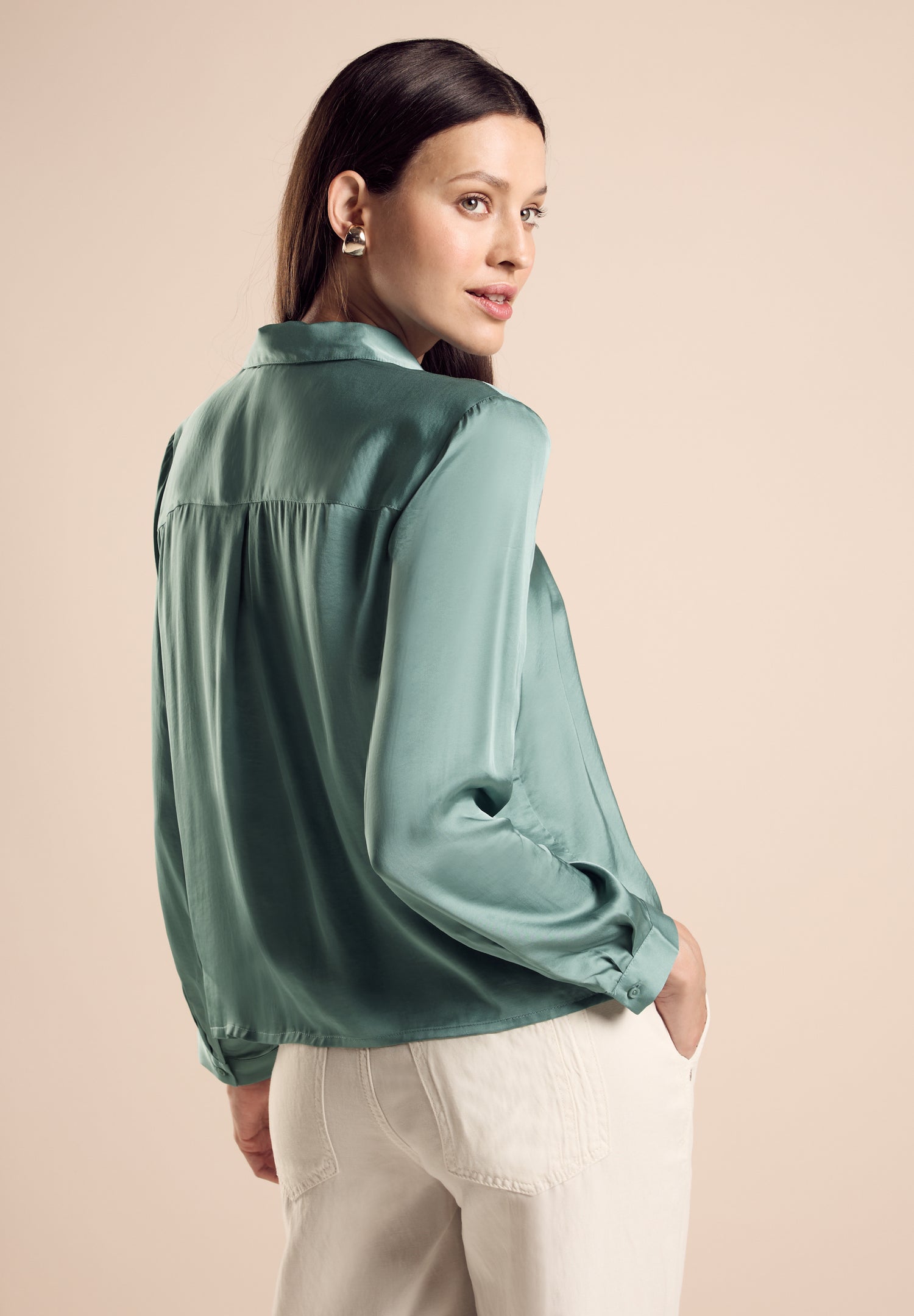 Street One Satin-Hemdbluse Damen elegante mit Hemdblusen-Kragen