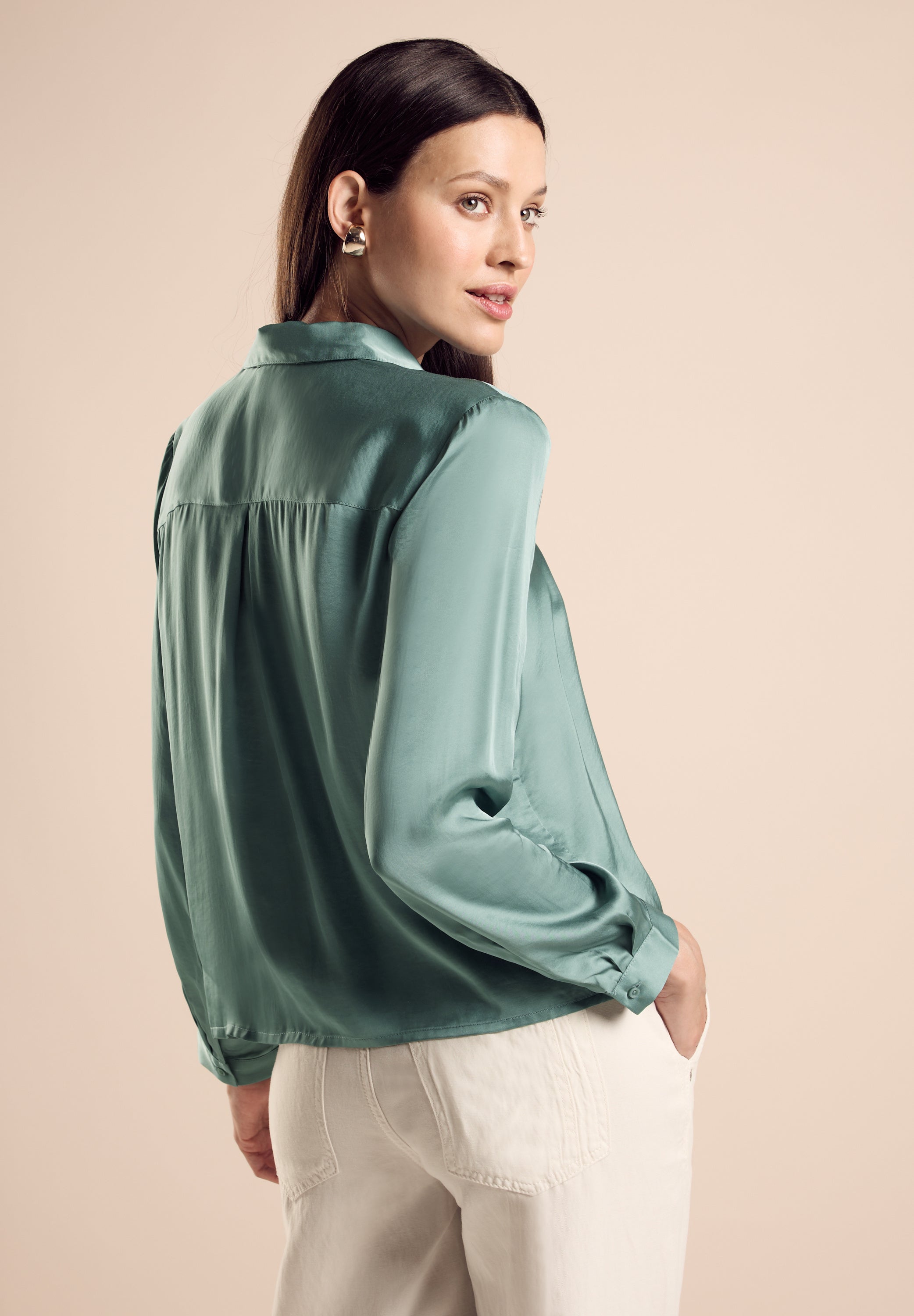 Street One Satin-Hemdbluse Damen elegante mit Hemdblusen-Kragen