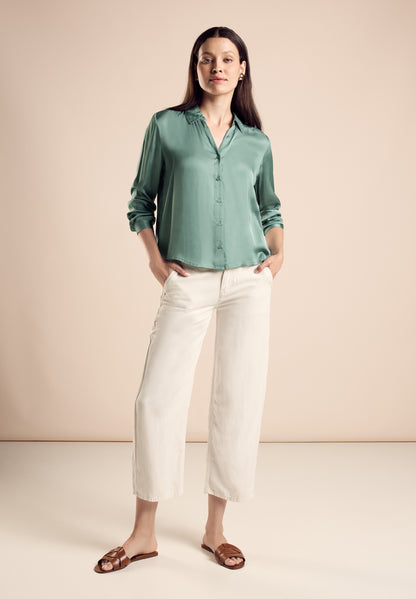 Street One Satin-Hemdbluse Damen elegante mit Hemdblusen-Kragen