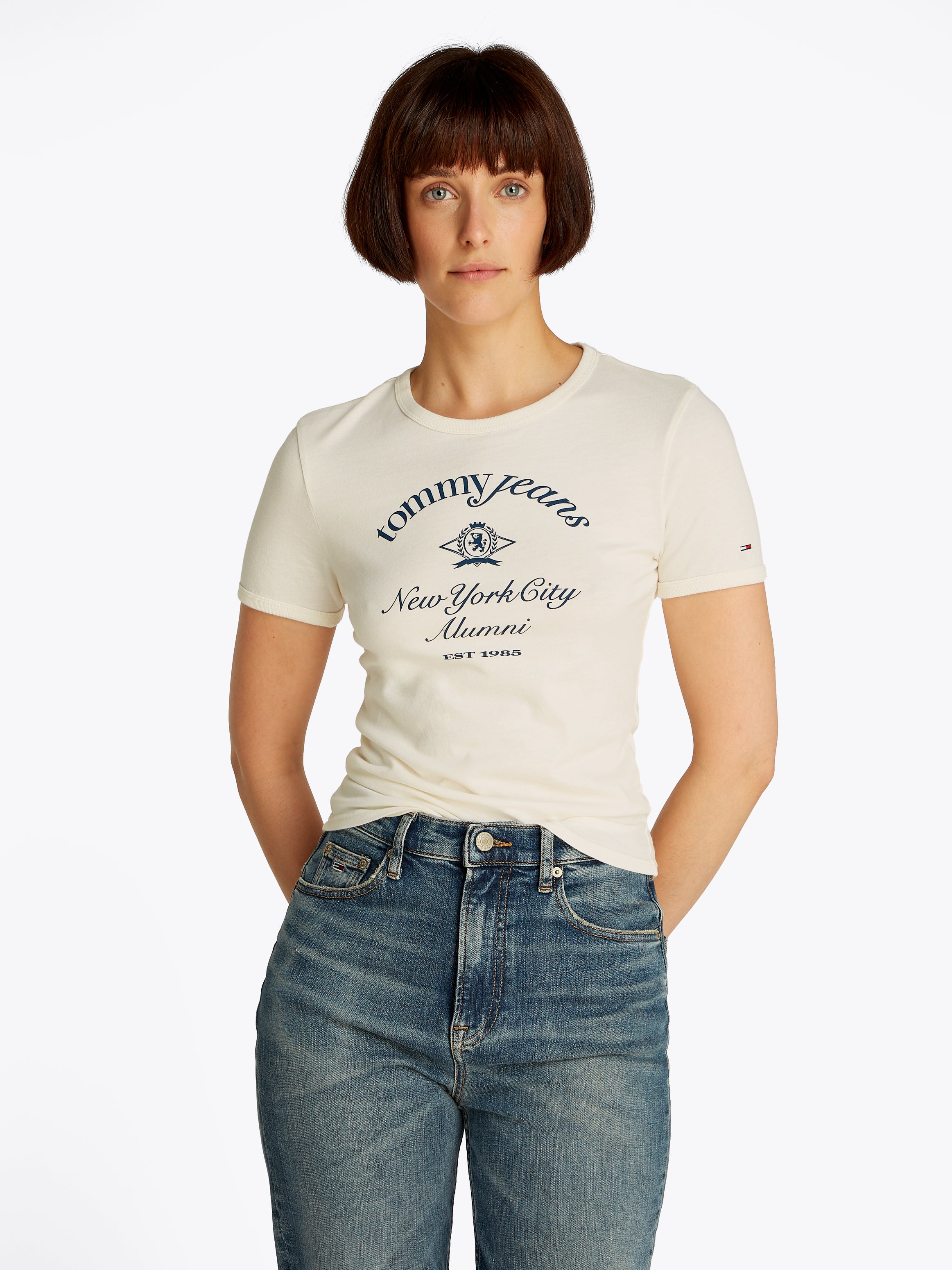 TJW SLIM CREST NYC RINGER TEE - Damen - 100 % Baumwolle