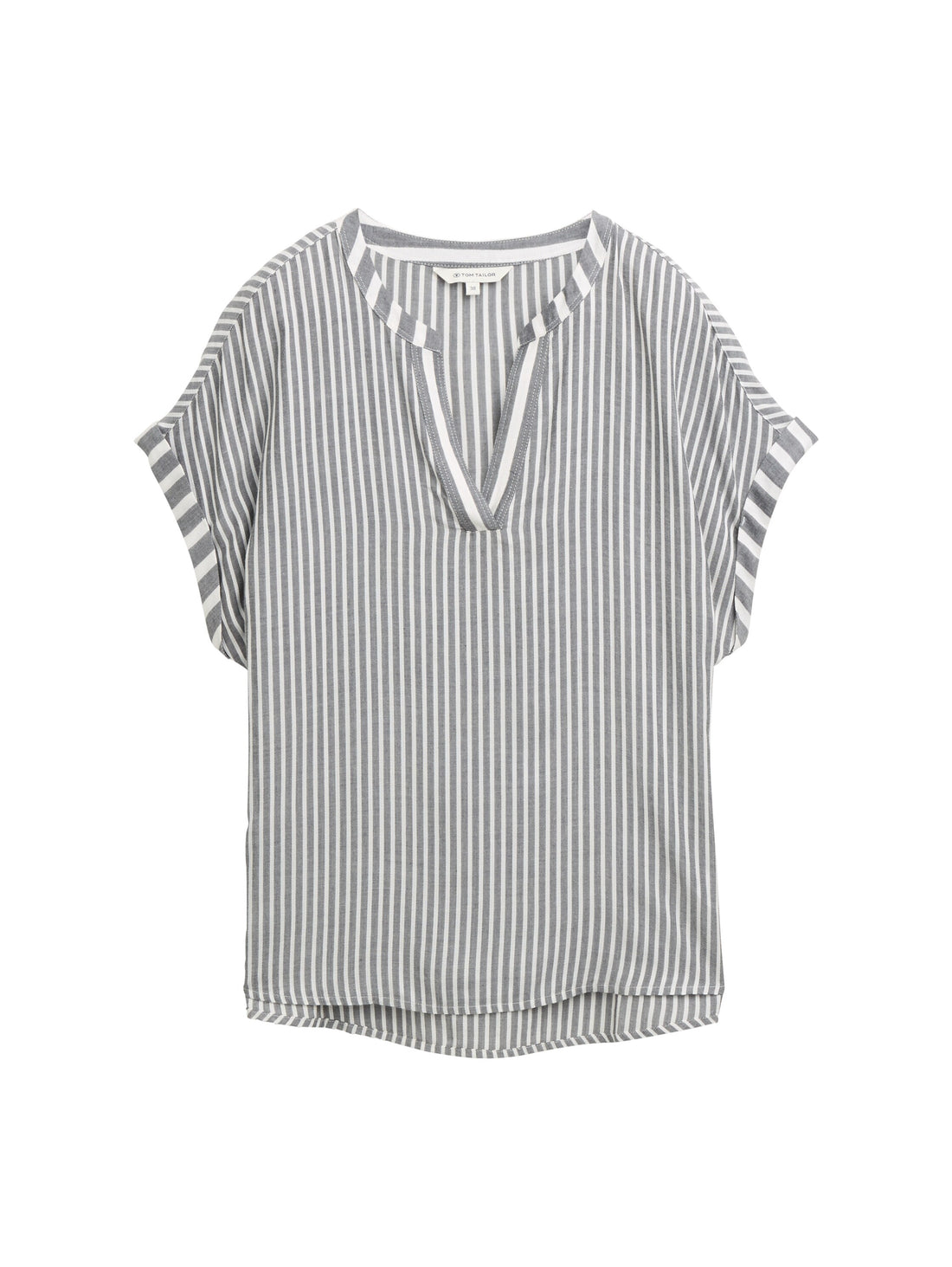 Tom Tailor Denim Gestreifte Loose Fit Bluse V-Ausschnitt Damen Sommer