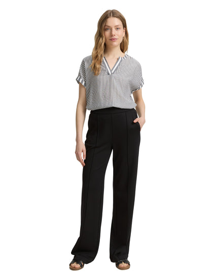 Tom Tailor Denim Gestreifte Loose Fit Bluse V-Ausschnitt Damen Sommer