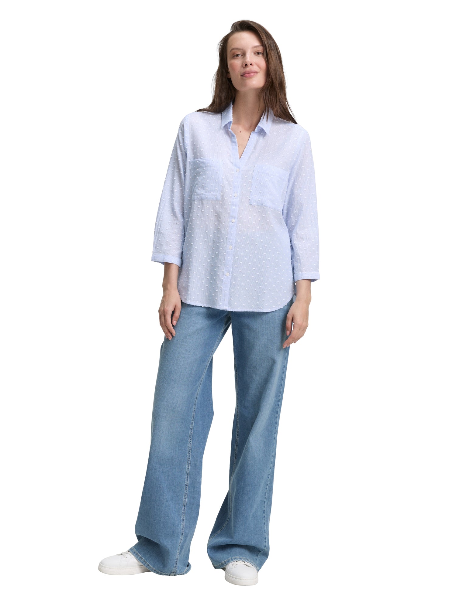 Tom Tailor Denim Gestreifte Dobby Bluse Damen Bequem