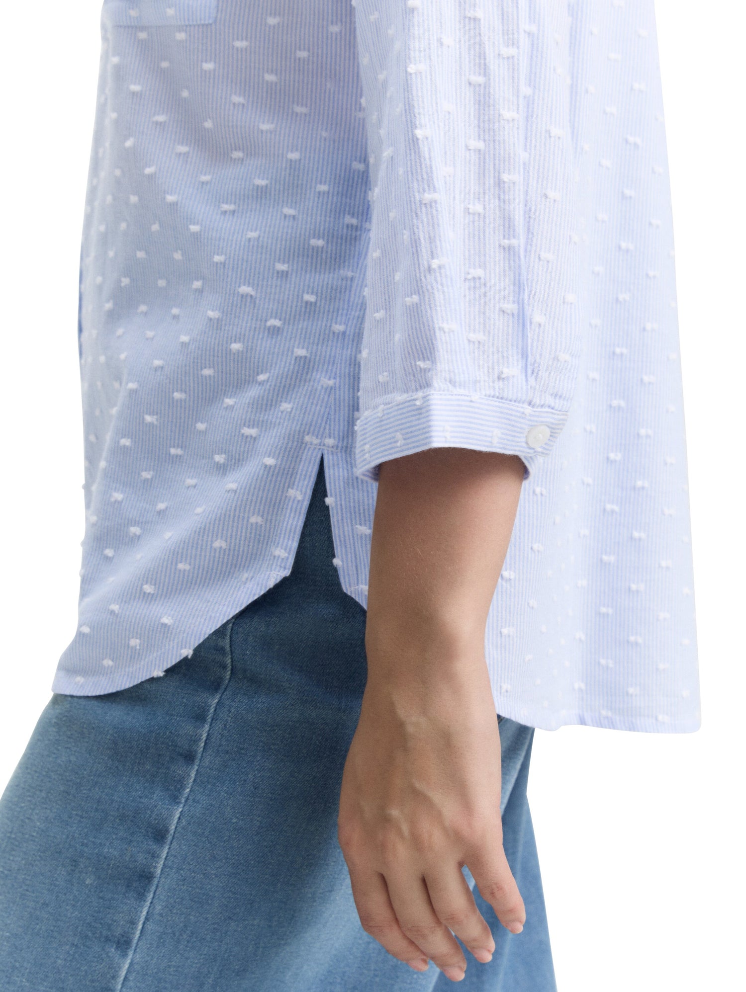 Tom Tailor Denim Gestreifte Dobby Bluse Damen Bequem