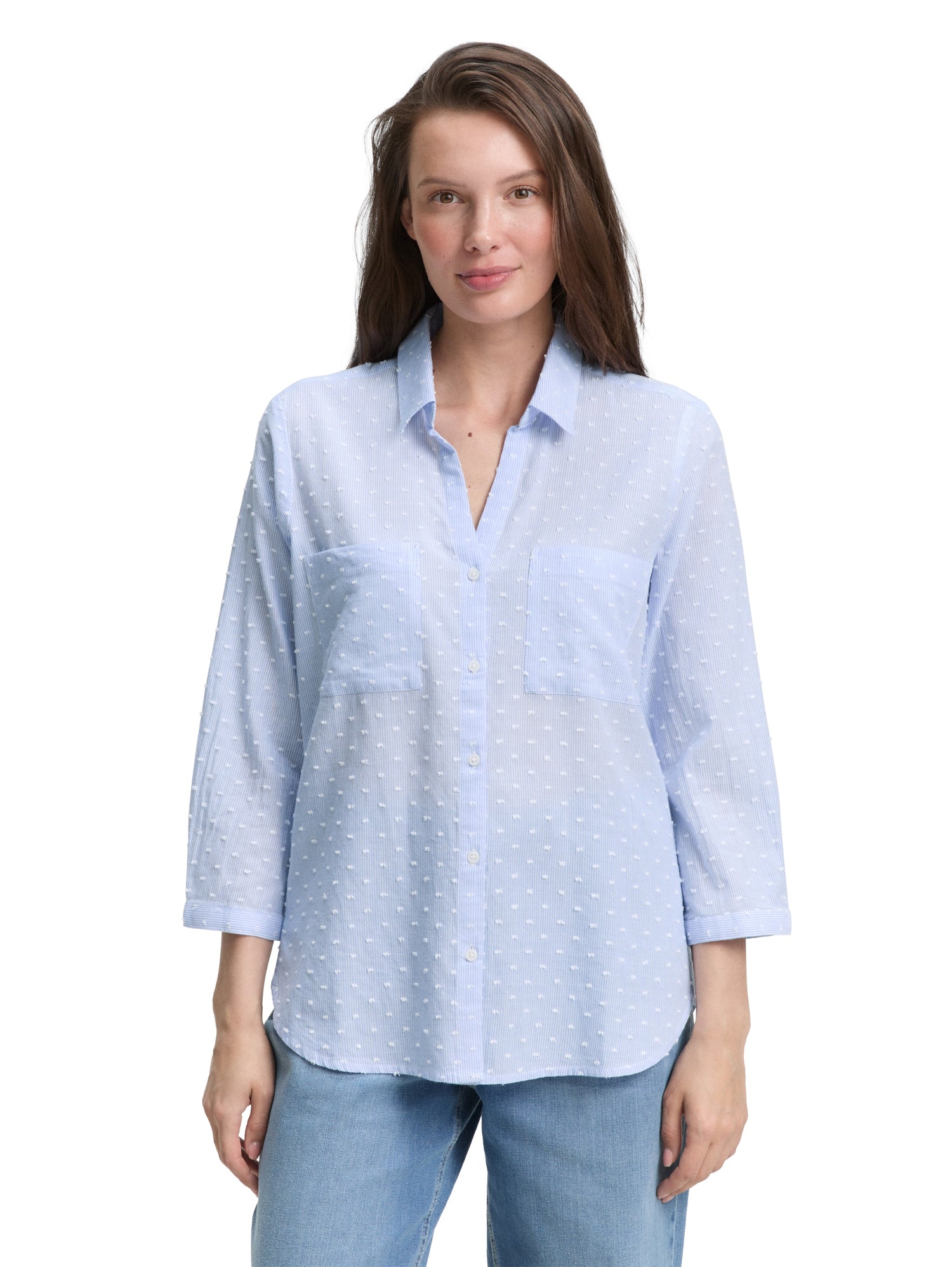 Tom Tailor Denim Gestreifte Dobby Bluse Damen Bequem