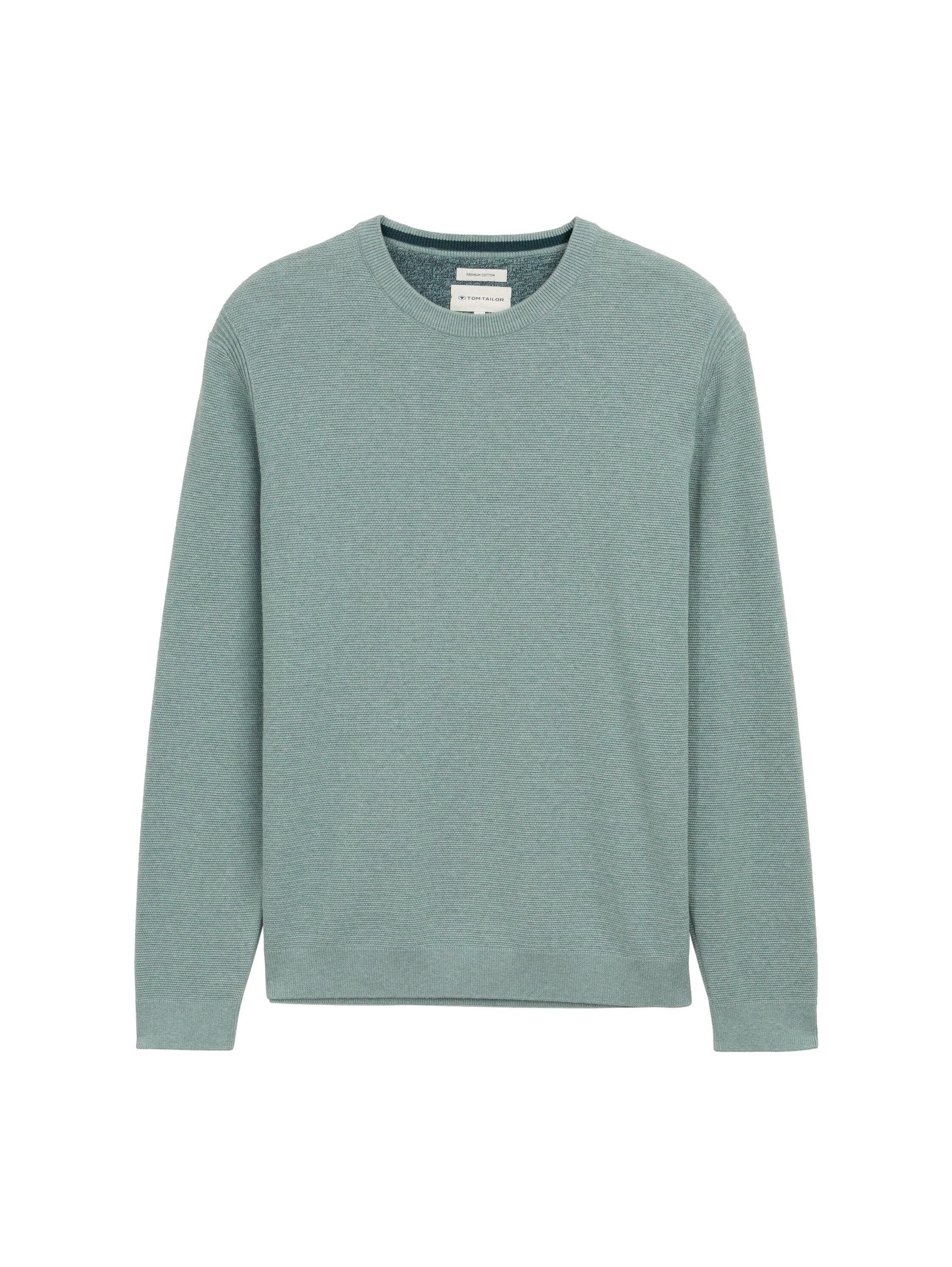 Tom Tailor Basic Pullover Herren Strukturierte Bio-Baumwolle