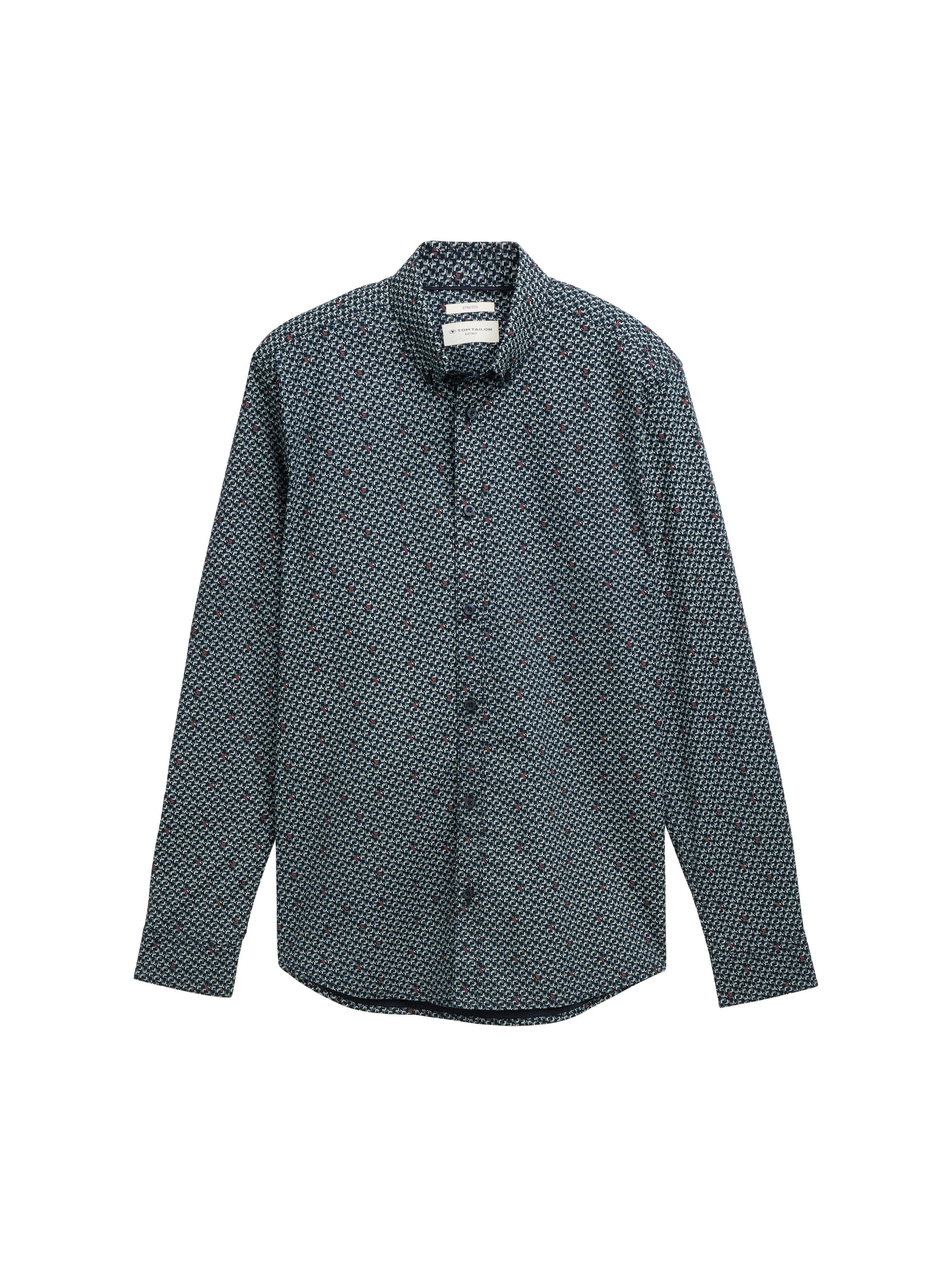 Tom Tailor Denim gemustertes Hemd für Herren mit Stretch-Anteil