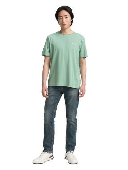 Tom Tailor Denim Basic T-Shirt Herren mit Logo-Print und gerollten Saumkanten