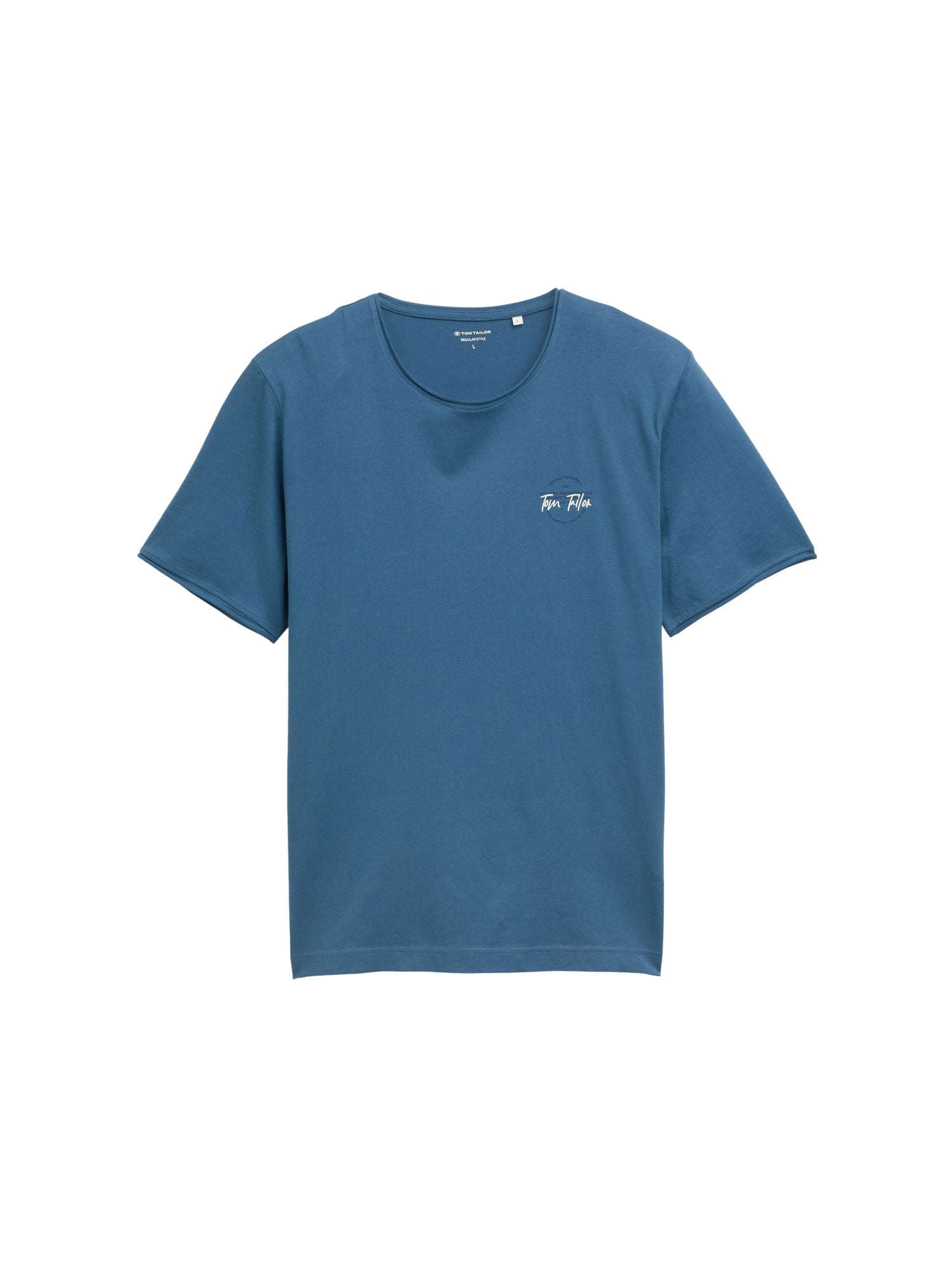 Tom Tailor Denim Basic T-Shirt Herren mit Logo-Print und gerollten Saumkanten