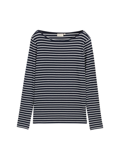 Tom Tailor Damen Langarmshirt U-Boot-Ausschnitt Baumwolle Elasthan