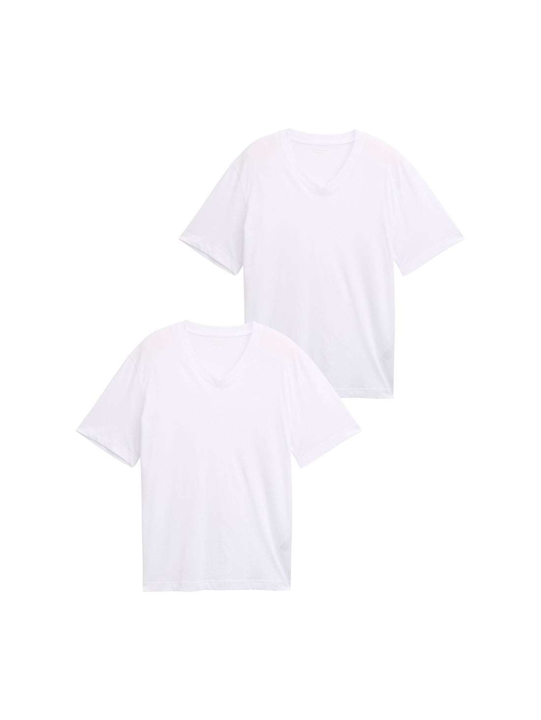 Tom Tailor Denim Male &amp; Female Basic V-Ausschnitt T-Shirts 2er-Pack Weiß