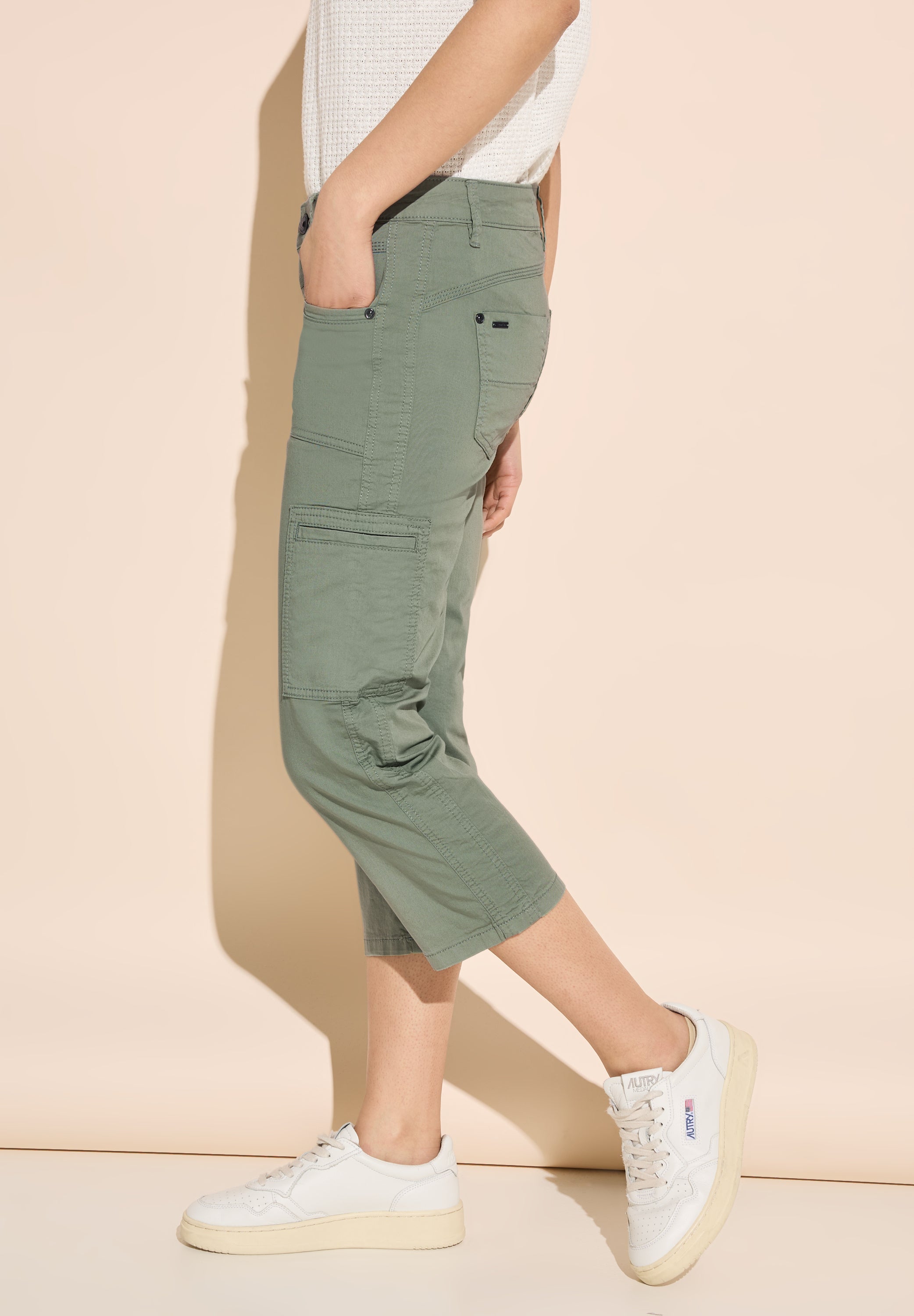 Street One Damen 3/4 Cargohose Casual Fit Slim Legs