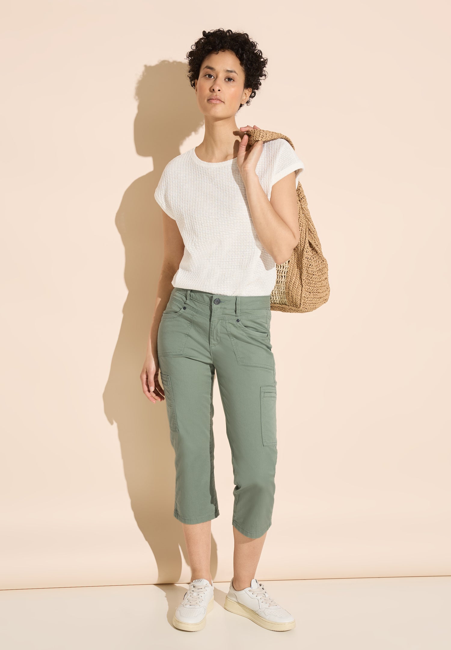 Street One Damen 3/4 Cargohose Casual Fit Slim Legs