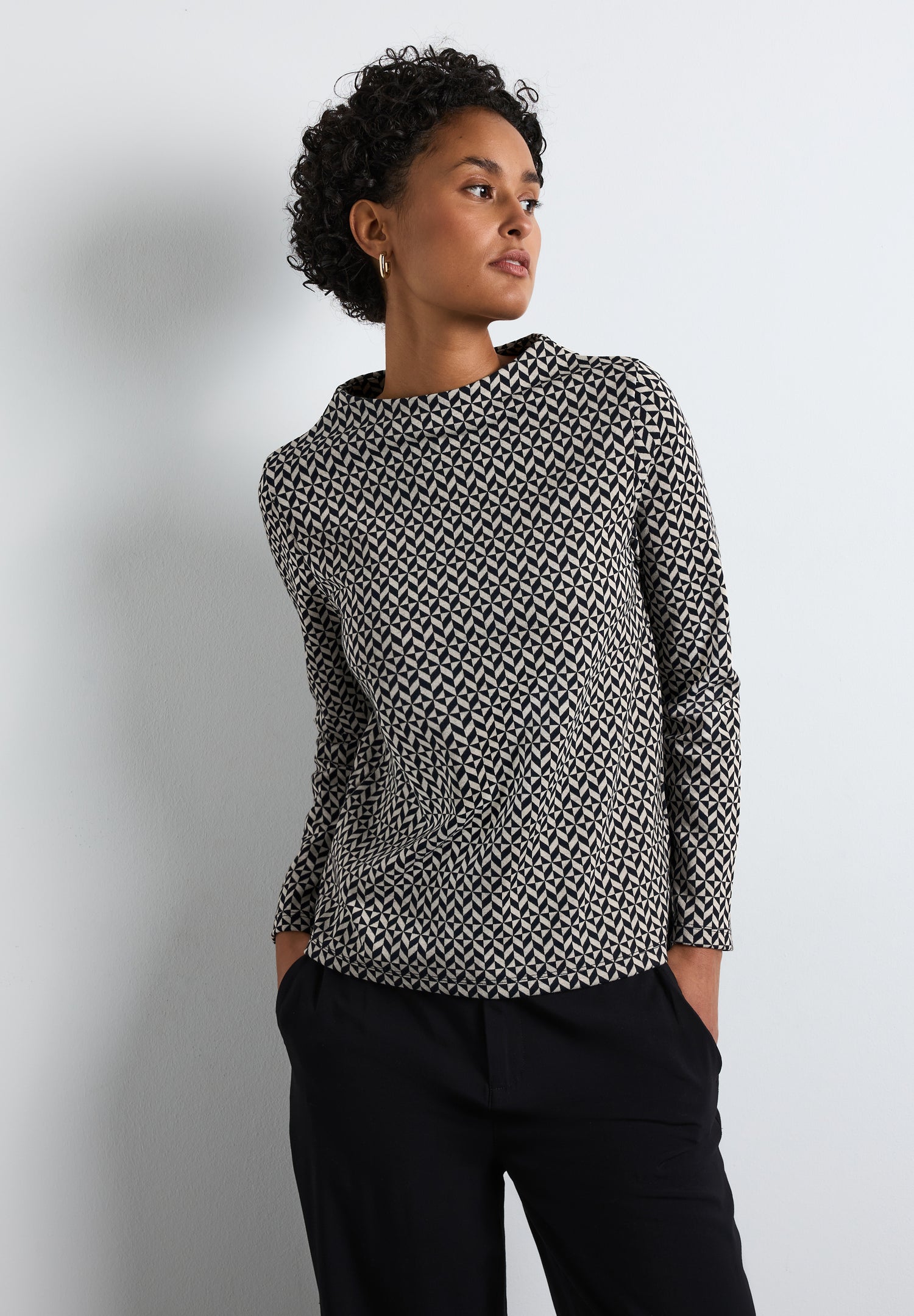 Street One Langarmshirt Damen Turtleneck Grafisches Muster
