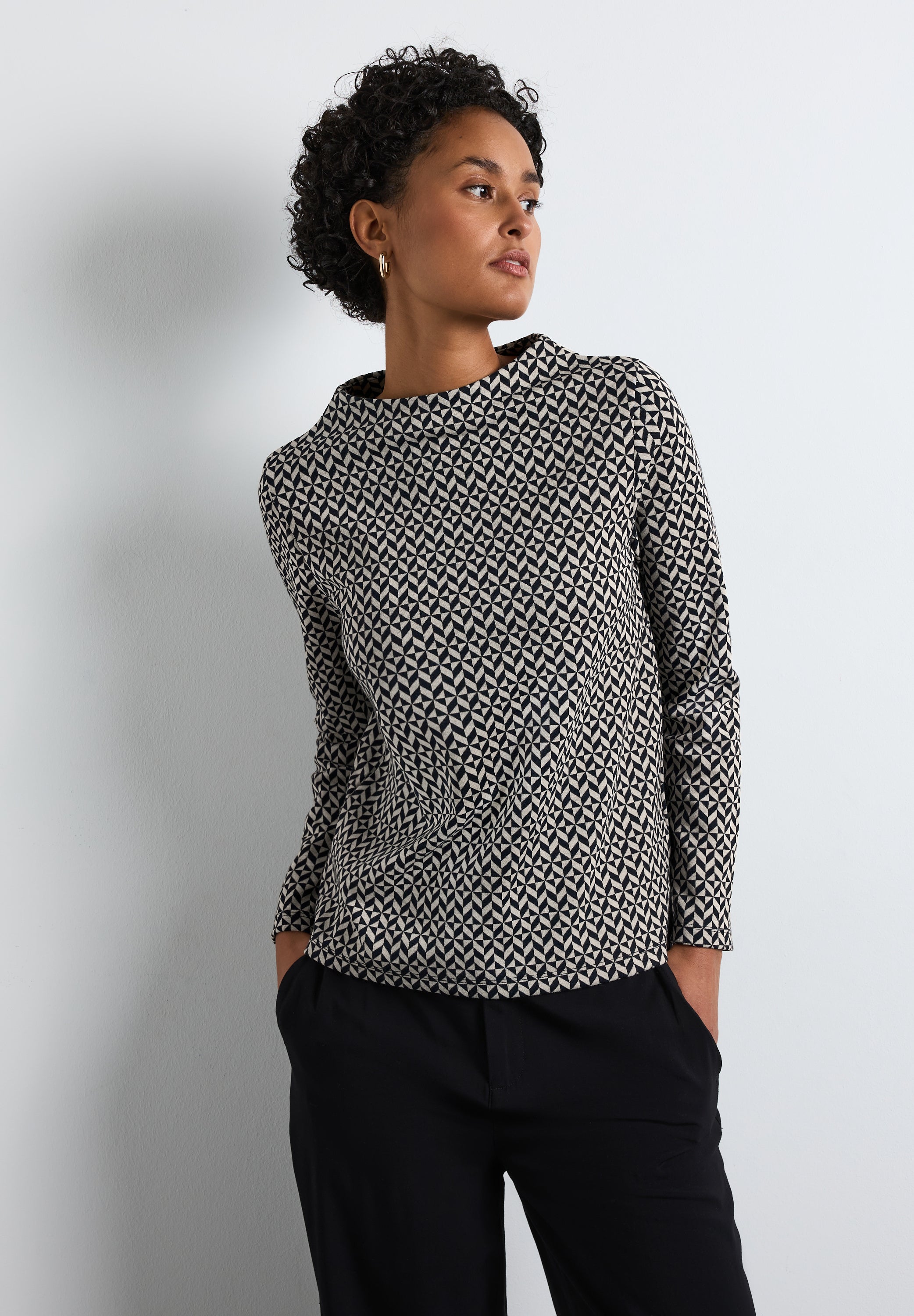 Street One Langarmshirt Damen Turtleneck Grafisches Muster