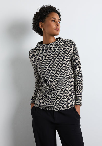 Street One Langarmshirt Damen Turtleneck Grafisches Muster