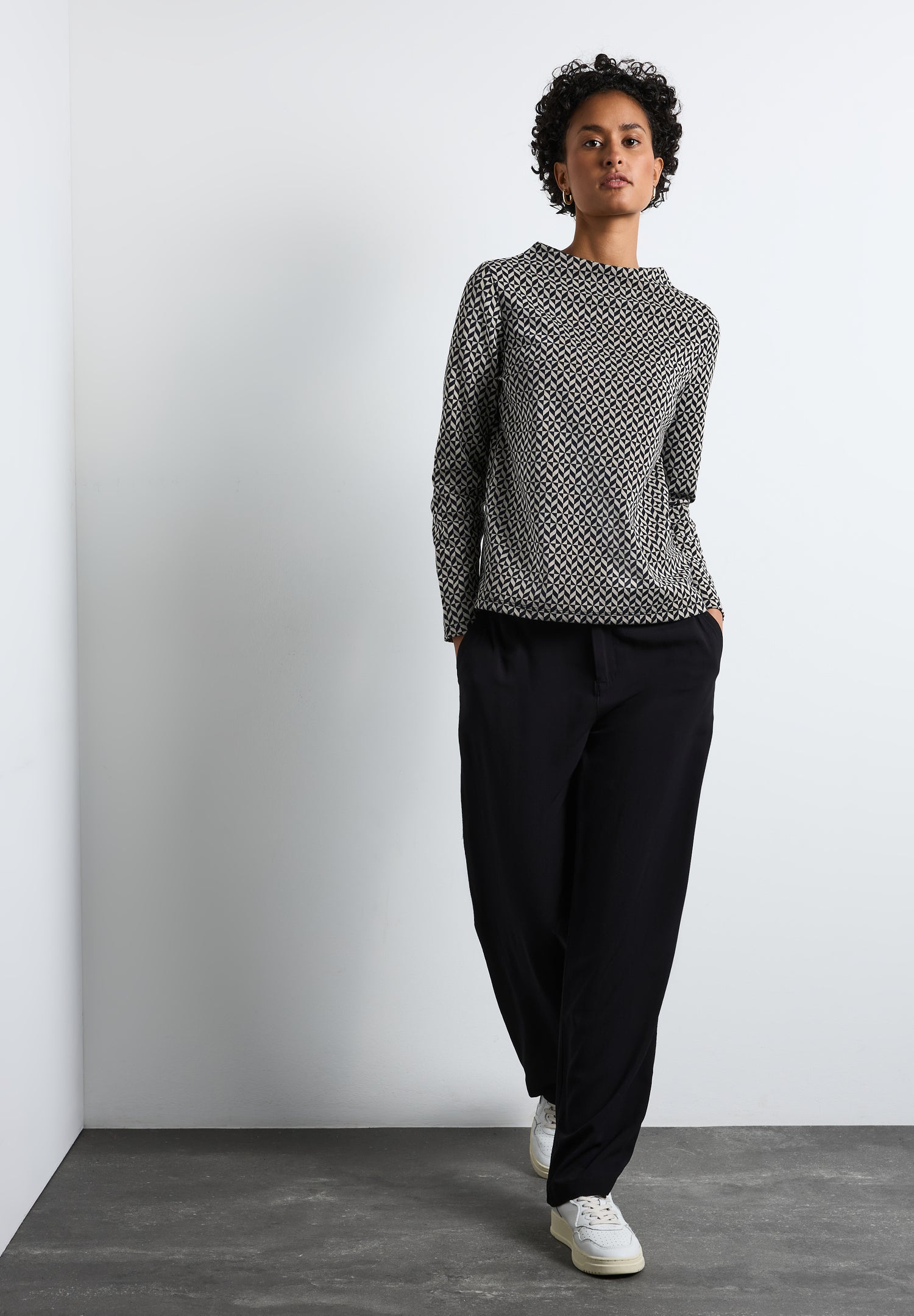 Street One Langarmshirt Damen Turtleneck Grafisches Muster