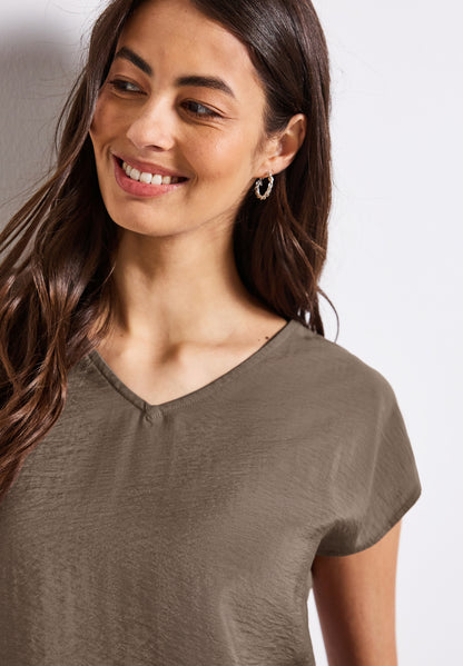 Street One V-Neck Blusenshirt Damen Leichter Viskosemix