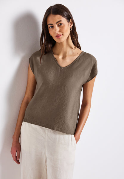 Street One V-Neck Blusenshirt Damen Leichter Viskosemix