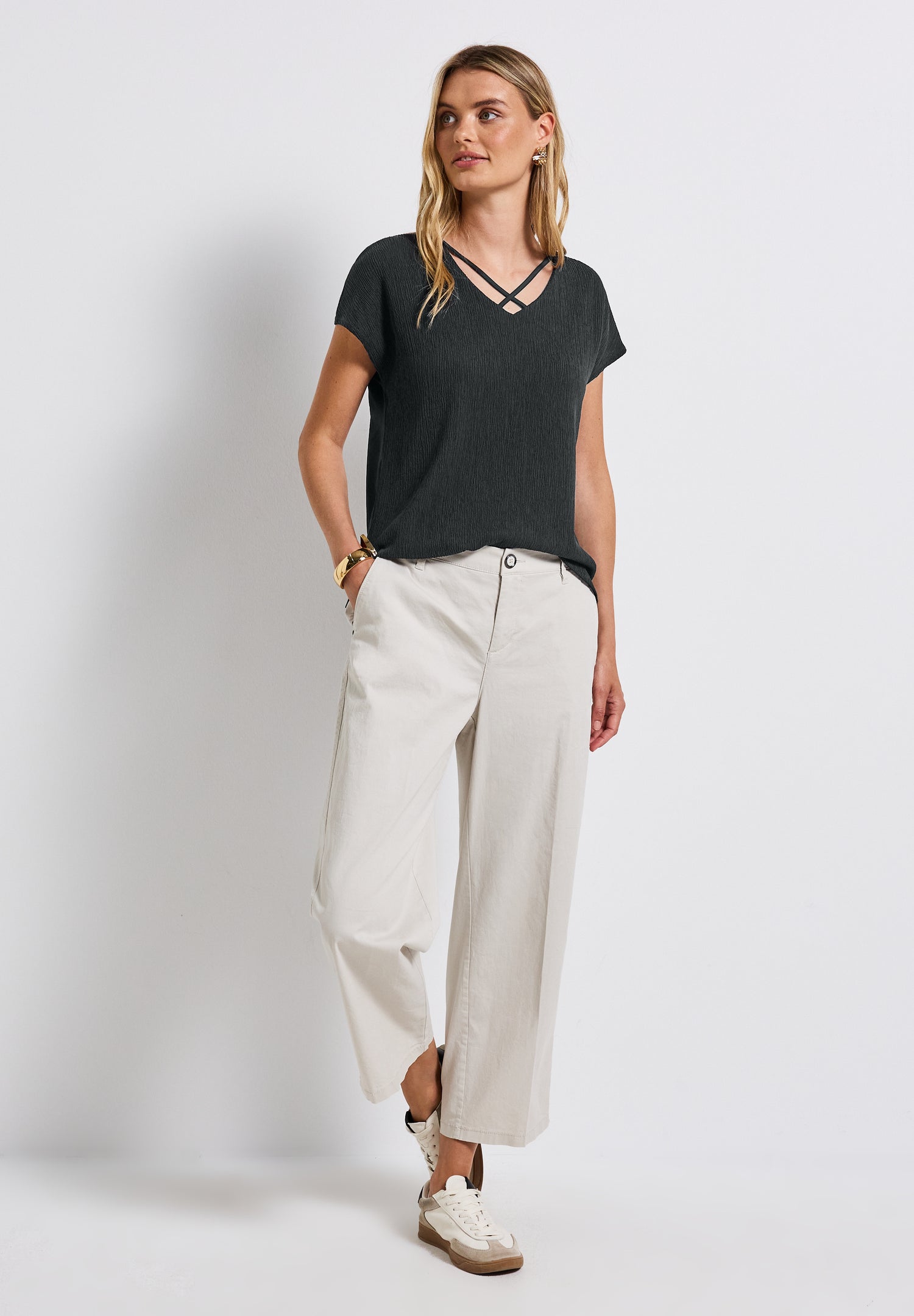 Street One Sommershirt Damen Trendiger V-Ausschnitt