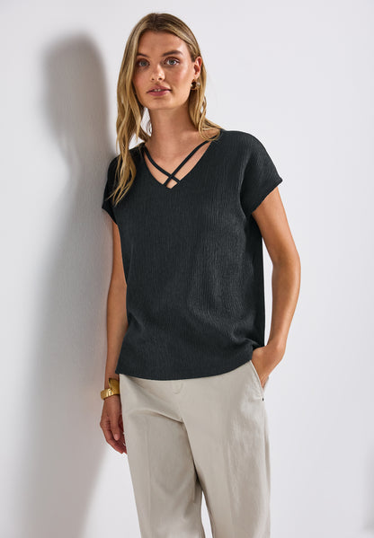 Street One Sommershirt Damen Trendiger V-Ausschnitt