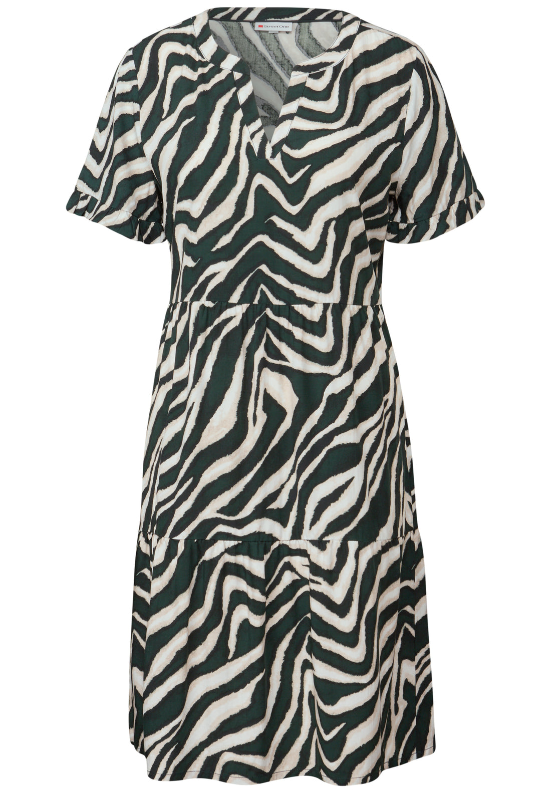 Street One Tunika-Kleid Damen mit grafischem Muster und geschlitztem Ausschnitt