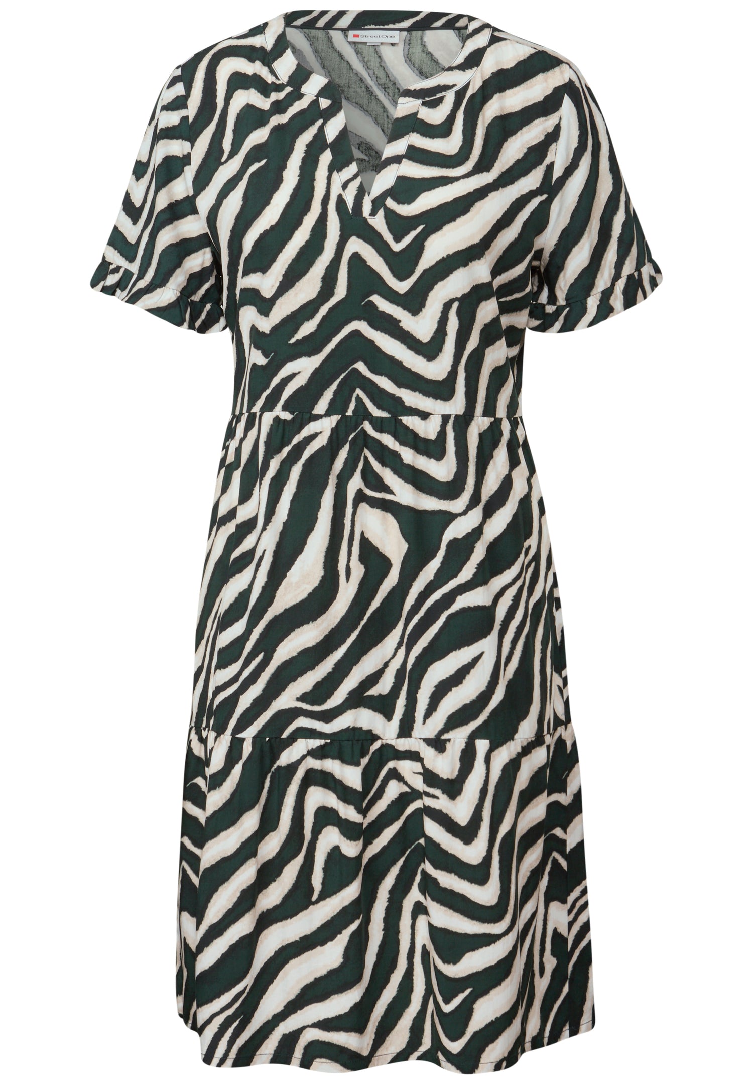 Street One Tunika-Kleid Damen mit grafischem Muster und geschlitztem Ausschnitt