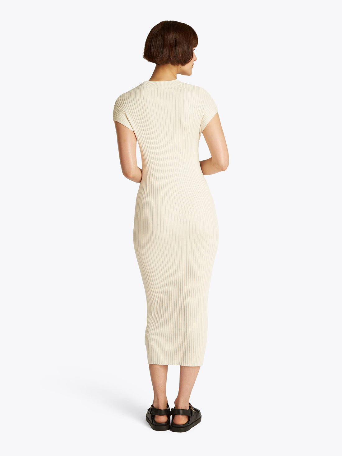 Theur Rib Blend Cap Sleeve Dress Damen Beige