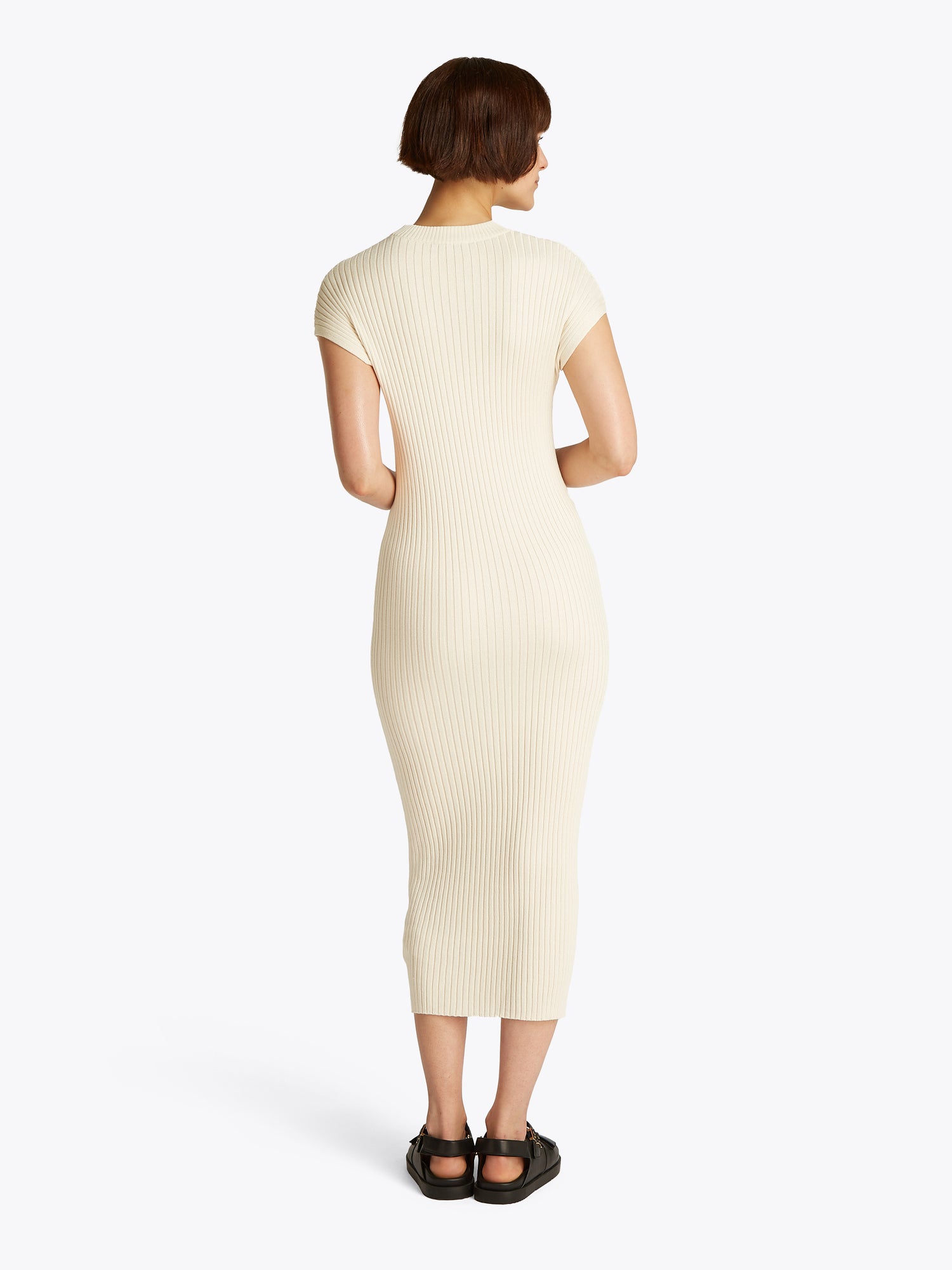 Theur Rib Blend Cap Sleeve Dress Damen Beige