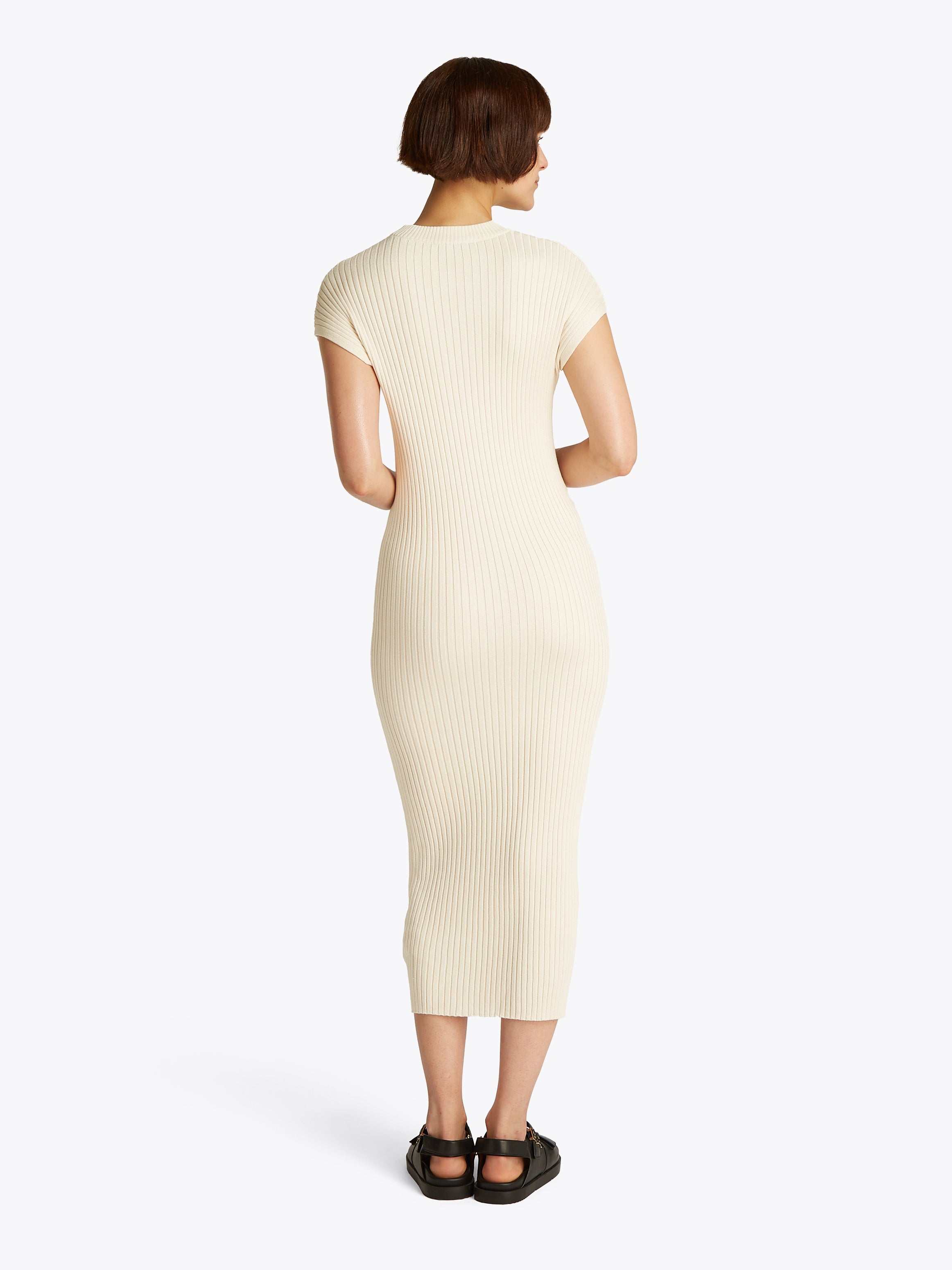 Theur Rib Blend Cap Sleeve Dress Damen Beige