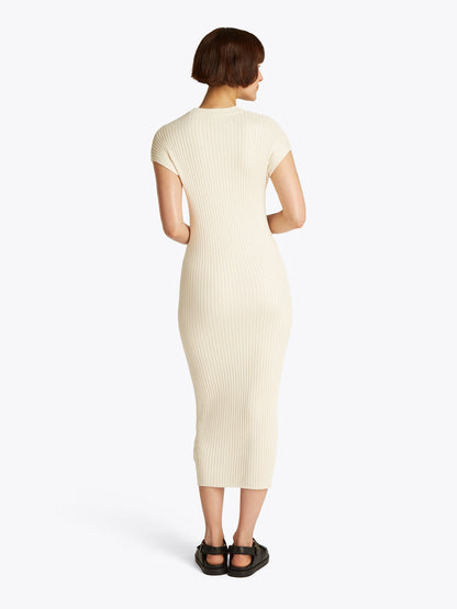Theur Rib Blend Cap Sleeve Dress Damen Beige