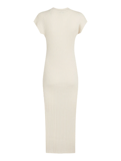 Theur Rib Blend Cap Sleeve Dress Damen Beige