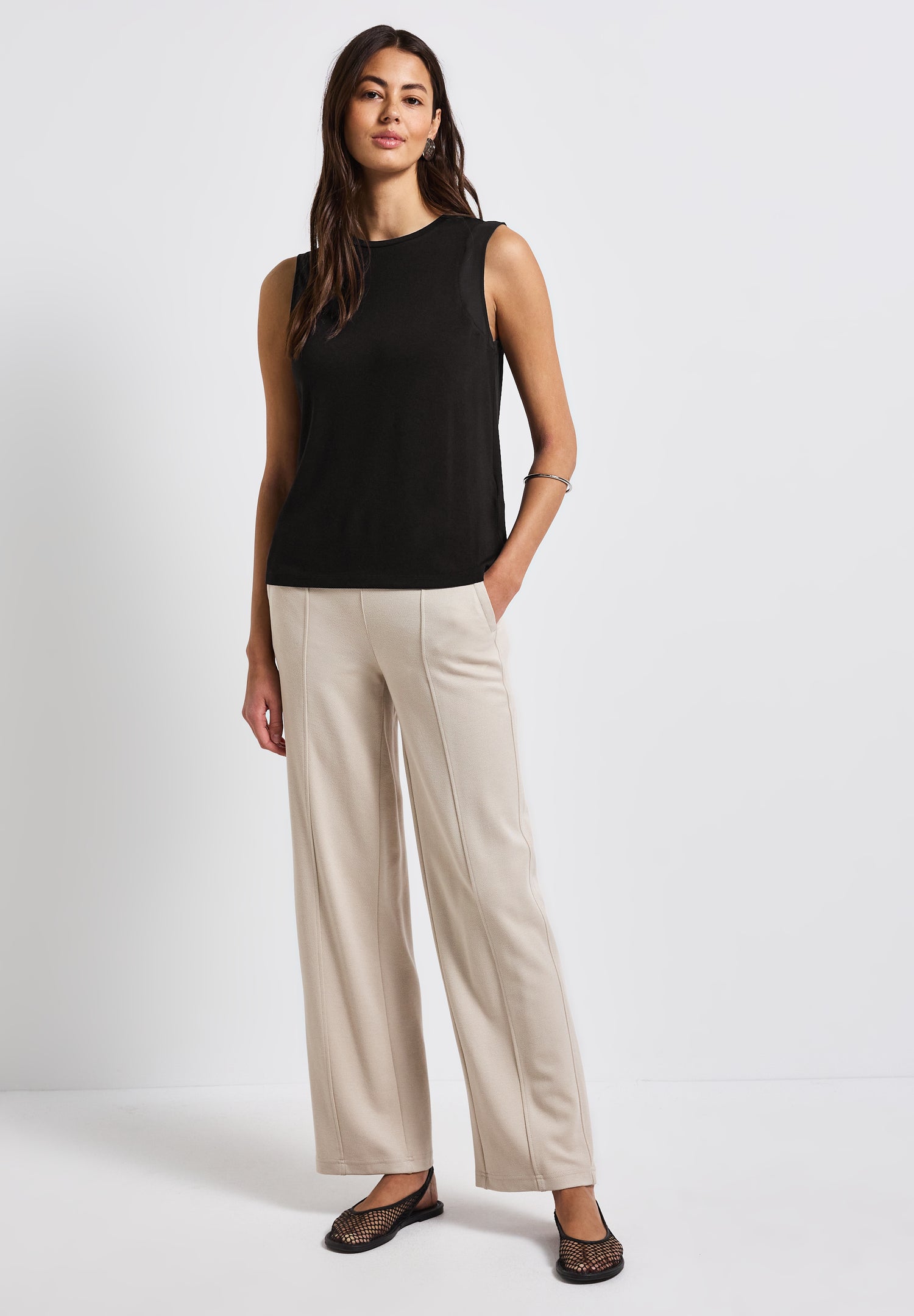Street One Jerseytop Damen mit zarten Chiffon-Details
