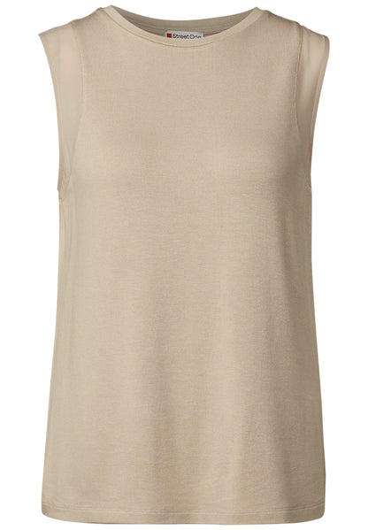 Street One Jerseytop Damen mit zarten Chiffon-Details
