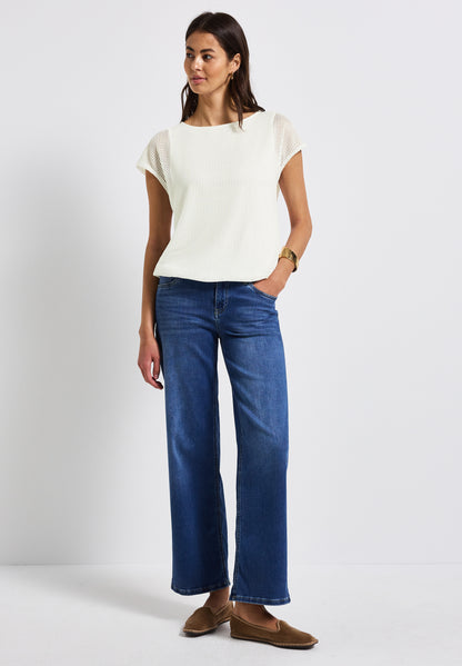 Street One Sommer Mesh-Shirt Damen Leicht Transparent Rundhalsausschnitt