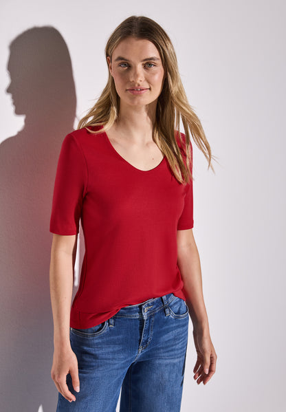 Street One Damen T-Shirt Palmira Basic Style Halbarm V-Ausschnitt