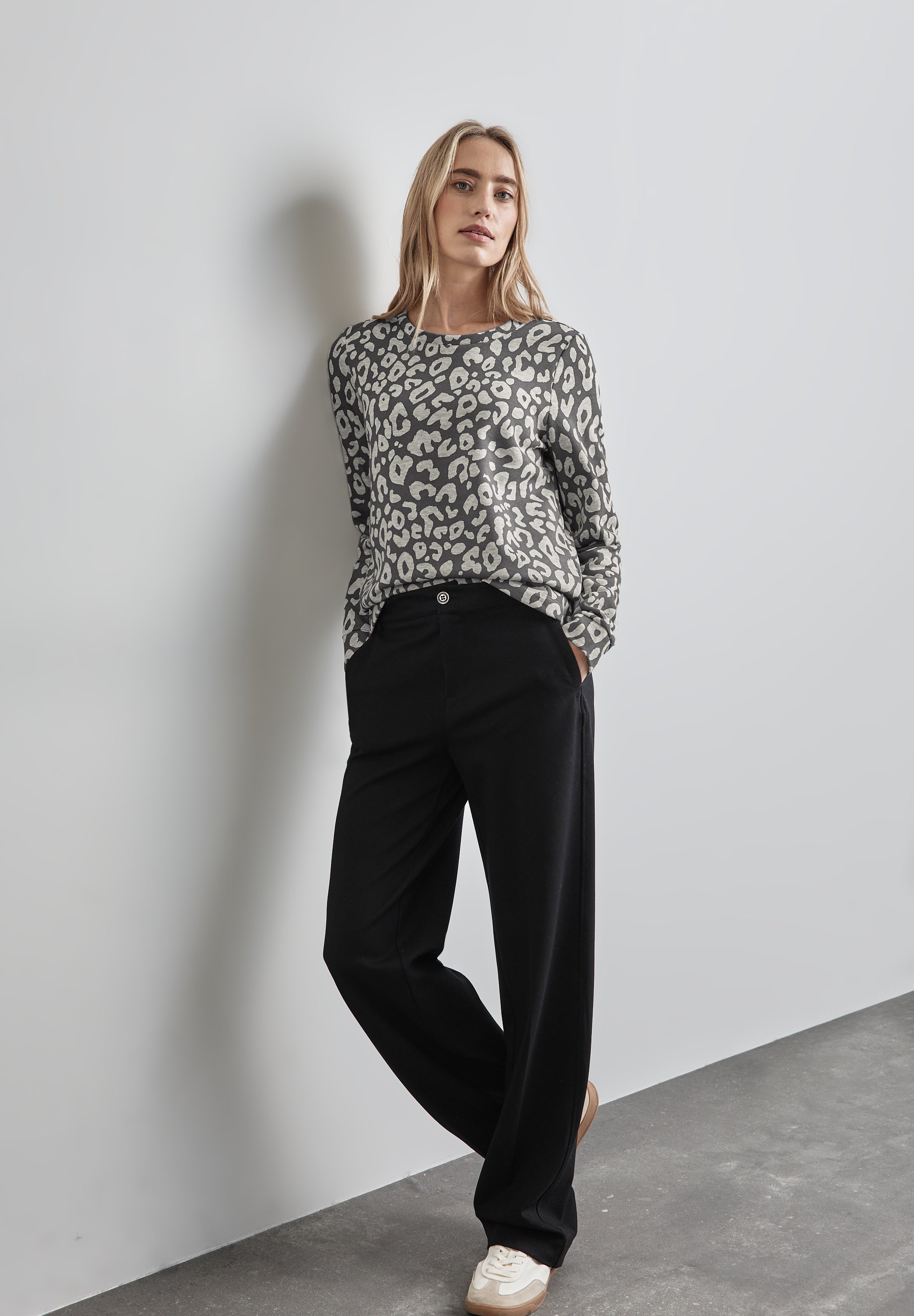 Street One Sweatshirt Damen Leo-Look Tragekomfort Baumwollmix