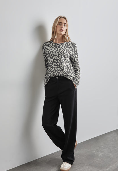Street One Sweatshirt Damen Leo-Look Tragekomfort Baumwollmix