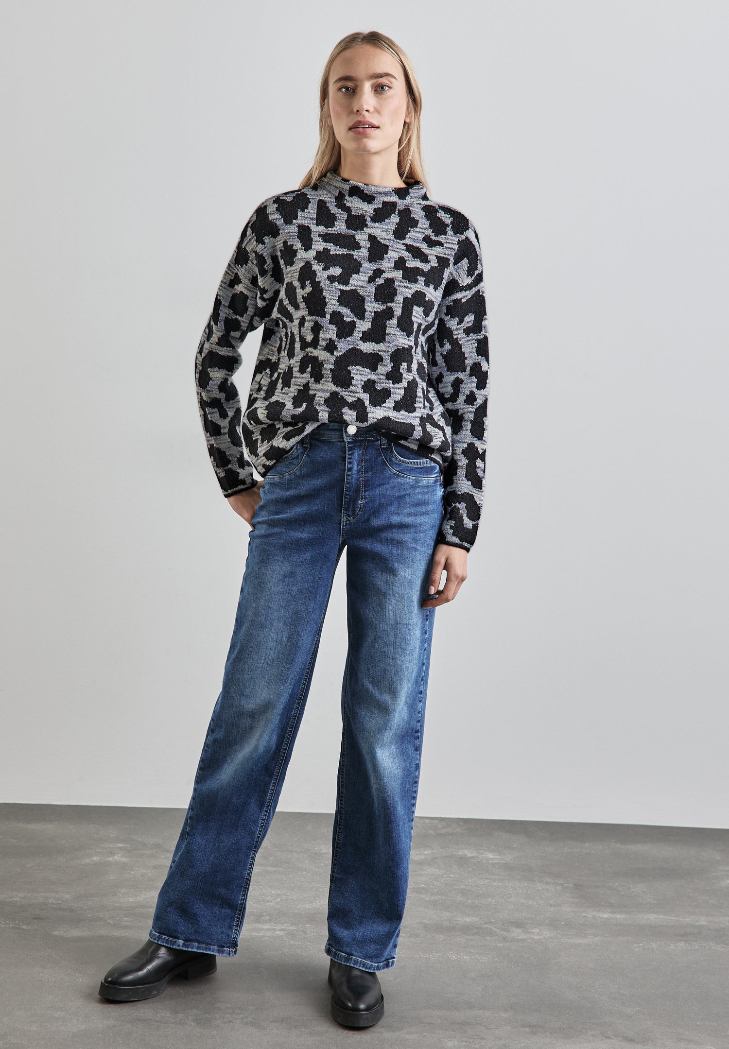 Street One Jacquard Pullover Damen Leo-Muster