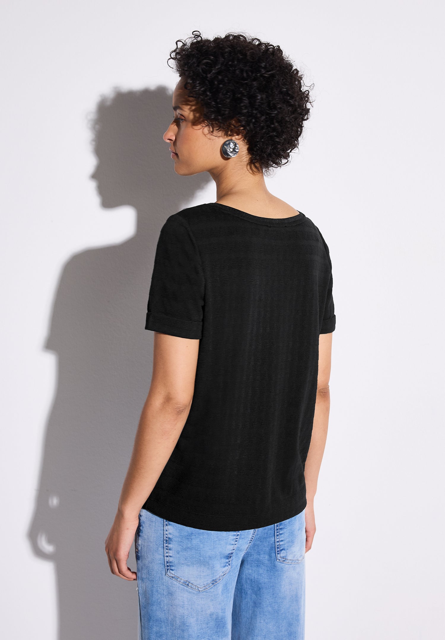 Street One Strukturshirt Damen eleganter U-Boot-Ausschnitt